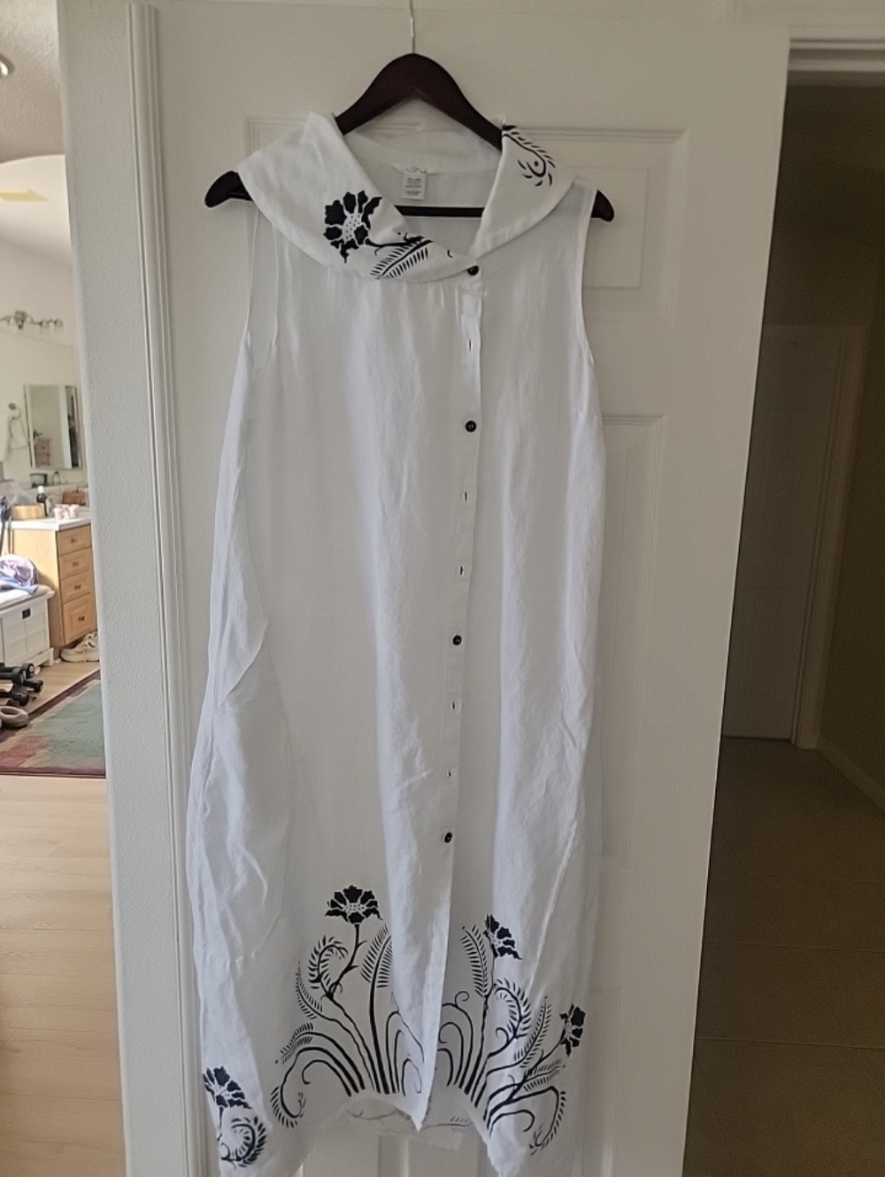 VASNA Maxi Dress-White Linen Sleeveless